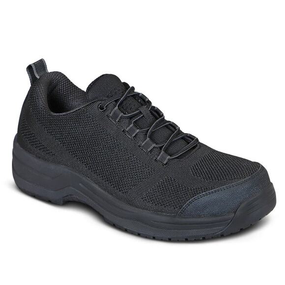 Orthofeet Men's Black Comp-Toe Orthopedic Cobalt Work Shoes Size 7.5 - Picture 1 of 9